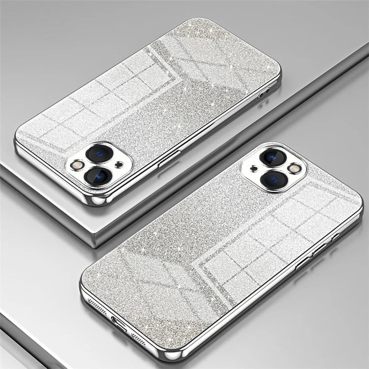 For iPhone 13 Cell Phone Case Gradient Glitter Precise Cutout TPU Protective Cover