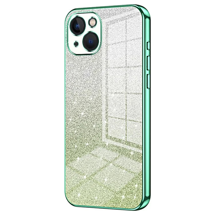 For iPhone 13 Cell Phone Case Gradient Glitter Precise Cutout TPU Protective Cover