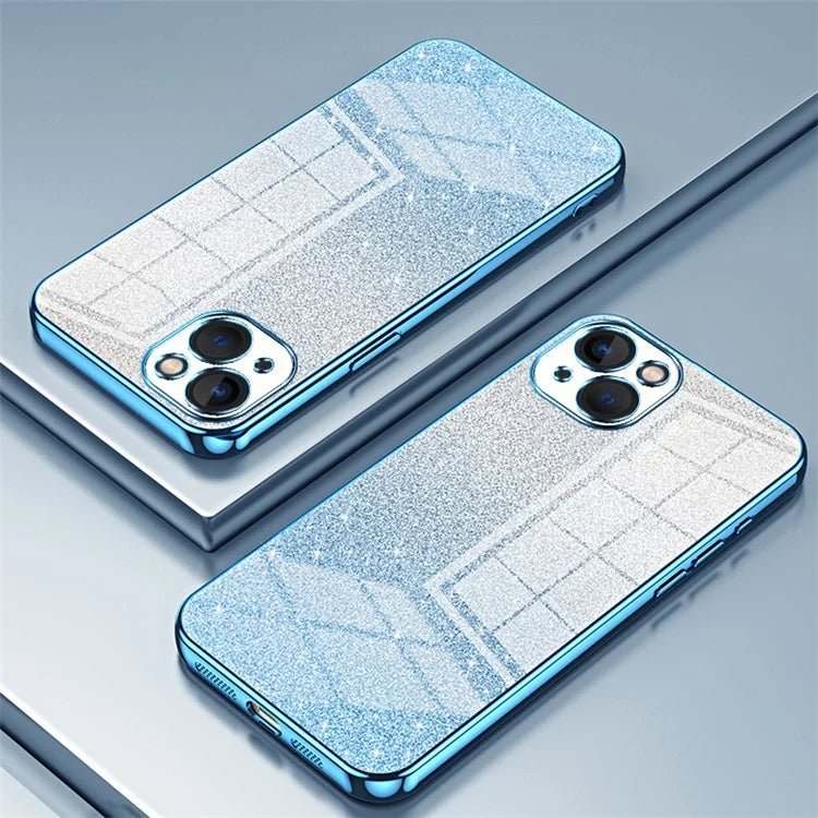 For iPhone 13 Cell Phone Case Gradient Glitter Precise Cutout TPU Protective Cover
