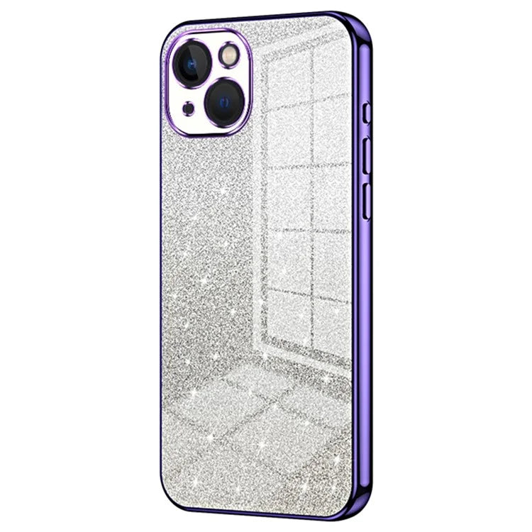 For iPhone 13 Cell Phone Case Gradient Glitter Precise Cutout TPU Protective Cover