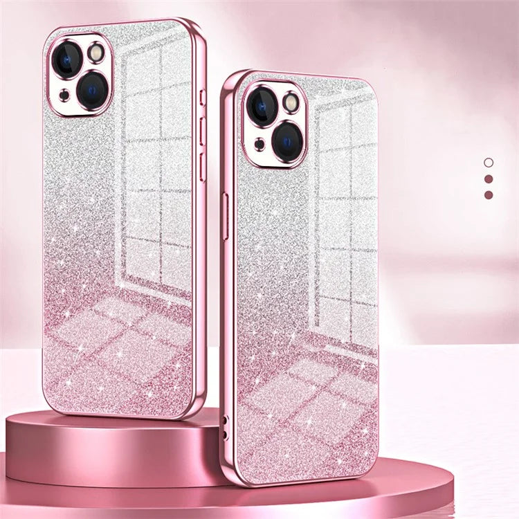 For iPhone 13 Cell Phone Case Gradient Glitter Precise Cutout TPU Protective Cover