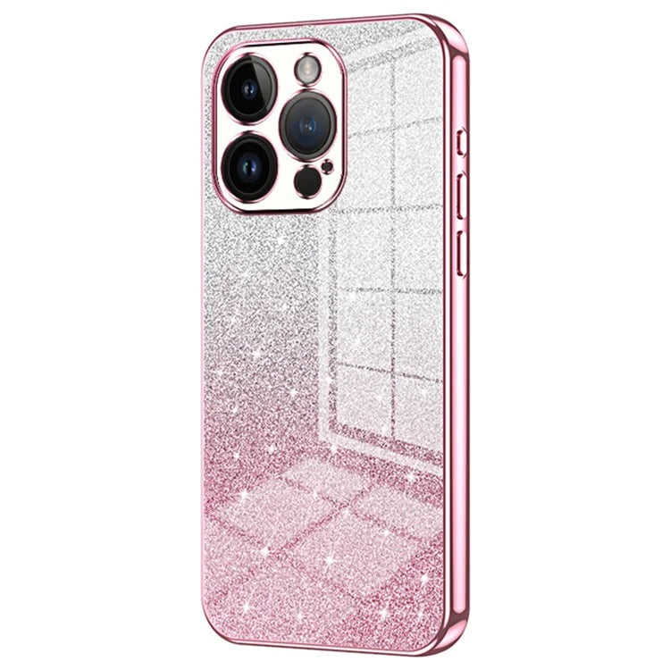 For iPhone 14 Pro Cell Phone Case Gradient Glitter Precise Cutout Anti-scratch TPU Cover