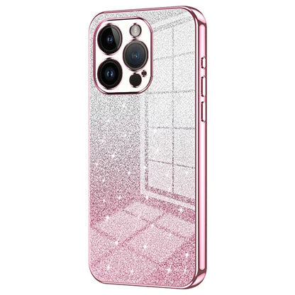 For iPhone 14 Pro Cell Phone Case Gradient Glitter Precise Cutout Anti-scratch TPU Cover