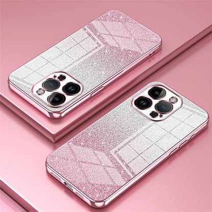 For iPhone 14 Pro Cell Phone Case Gradient Glitter Precise Cutout Anti-scratch TPU Cover