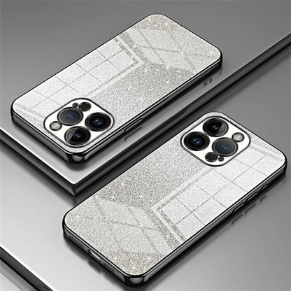 For iPhone 14 Pro Cell Phone Case Gradient Glitter Precise Cutout Anti-scratch TPU Cover