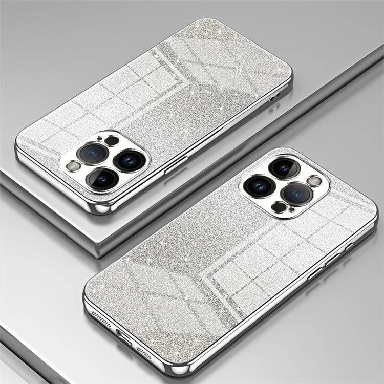 For iPhone 14 Pro Cell Phone Case Gradient Glitter Precise Cutout Anti-scratch TPU Cover