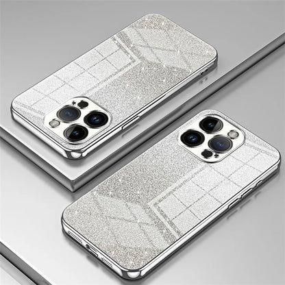 For iPhone 14 Pro Cell Phone Case Gradient Glitter Precise Cutout Anti-scratch TPU Cover