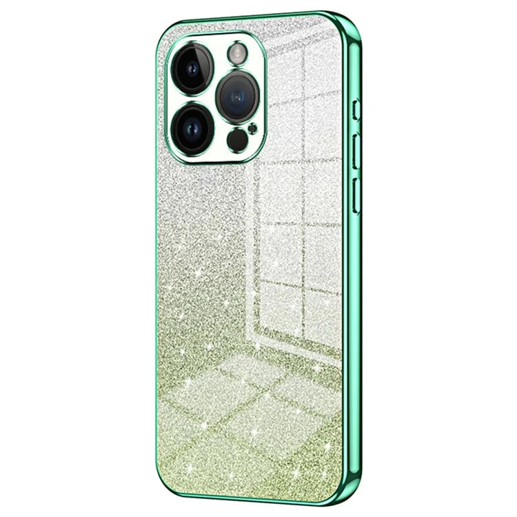 For iPhone 14 Pro Cell Phone Case Gradient Glitter Precise Cutout Anti-scratch TPU Cover