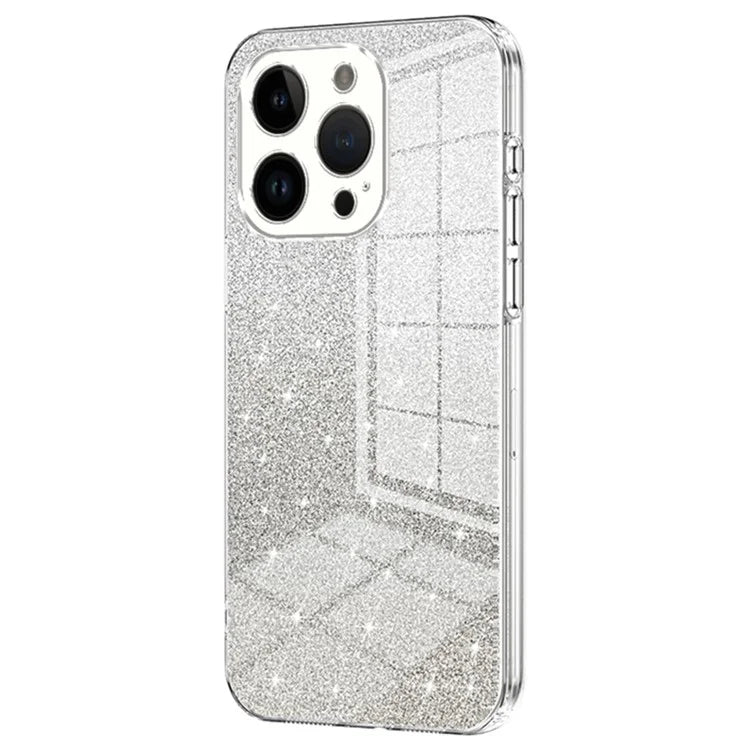 For iPhone 14 Pro Cell Phone Case Gradient Glitter Precise Cutout Anti-scratch TPU Cover