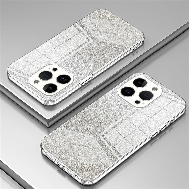 For iPhone 14 Pro Cell Phone Case Gradient Glitter Precise Cutout Anti-scratch TPU Cover