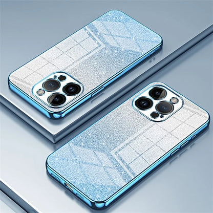 For iPhone 14 Pro Cell Phone Case Gradient Glitter Precise Cutout Anti-scratch TPU Cover