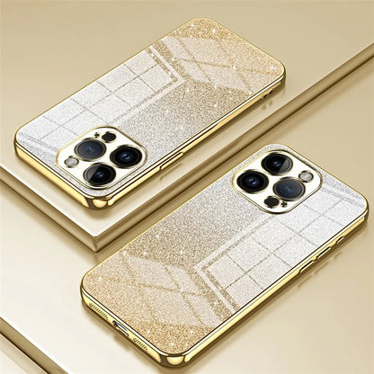 For iPhone 14 Pro Cell Phone Case Gradient Glitter Precise Cutout Anti-scratch TPU Cover