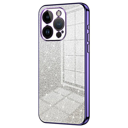 For iPhone 14 Pro Cell Phone Case Gradient Glitter Precise Cutout Anti-scratch TPU Cover