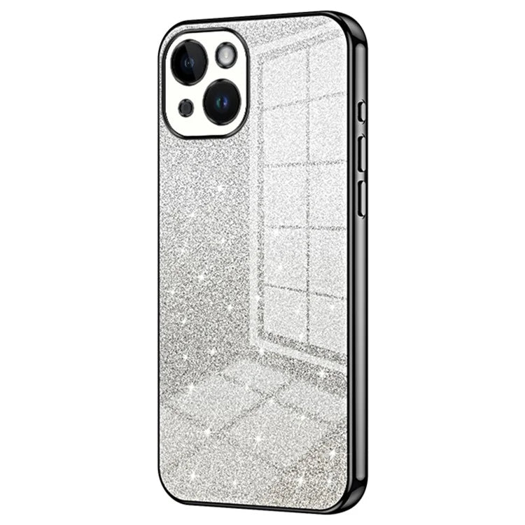 For iPhone 14 Cell Phone Case Gradient Glitter Precise Cutout TPU Back Cover
