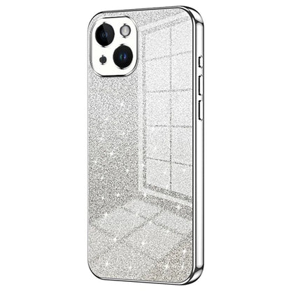 For iPhone 14 Cell Phone Case Gradient Glitter Precise Cutout TPU Back Cover