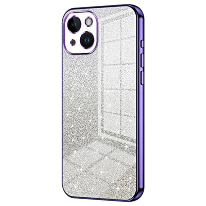 For iPhone 14 Cell Phone Case Gradient Glitter Precise Cutout TPU Back Cover