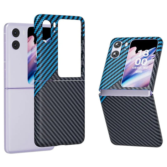 For Oppo Find N2 Flip 5G Cell Phone Case Carbon Fiber Texture Leather+PC Folding Cover