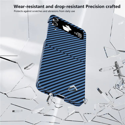 For Samsung Galaxy Z Flip4 5G Case PU Leather+PC Carbon Fiber Texture Flip Phone Shell