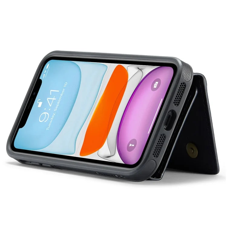 DG.MING M5 Series For iPhone 11 Wallet Case Zipper Pocket Card Slots Phone Cover