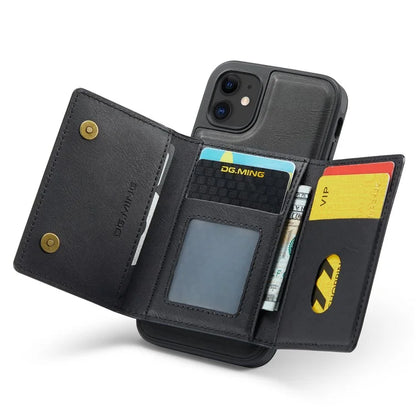 DG.MING M5 Series For iPhone 11 Wallet Case Zipper Pocket Card Slots Phone Cover