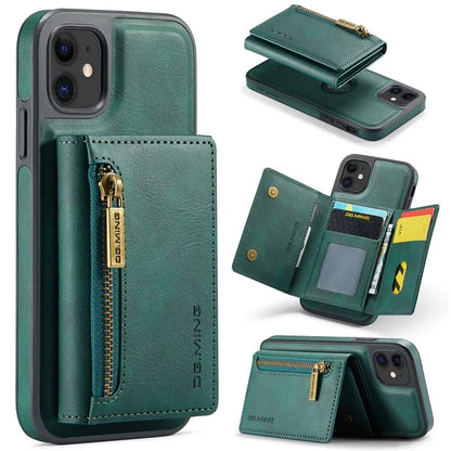 DG.MING M5 Series For iPhone 11 Wallet Case Zipper Pocket Card Slots Phone Cover
