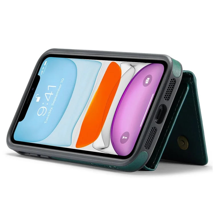 DG.MING M5 Series For iPhone 11 Wallet Case Zipper Pocket Card Slots Phone Cover