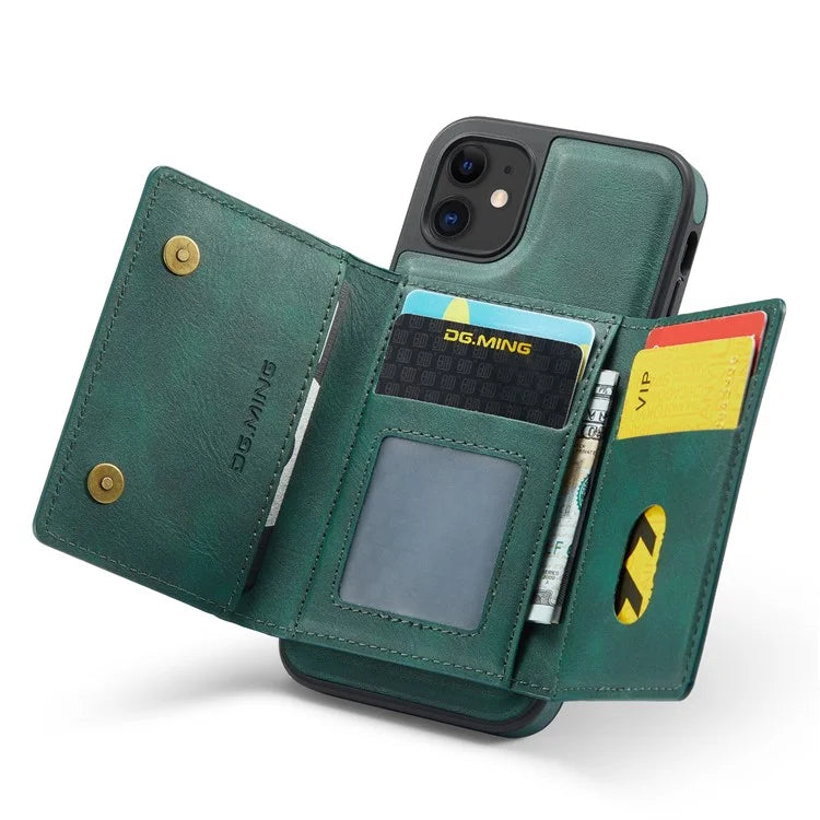 DG.MING M5 Series For iPhone 11 Wallet Case Zipper Pocket Card Slots Phone Cover