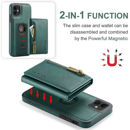 DG.MING M5 Series For iPhone 11 Wallet Case Zipper Pocket Card Slots Phone Cover