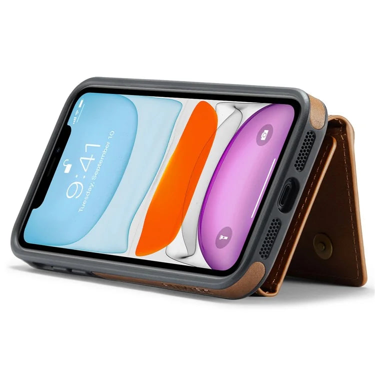 DG.MING M5 Series For iPhone 11 Wallet Case Zipper Pocket Card Slots Phone Cover