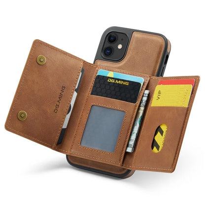 DG.MING M5 Series For iPhone 11 Wallet Case Zipper Pocket Card Slots Phone Cover