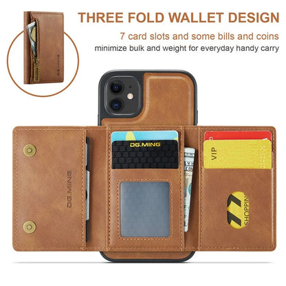 DG.MING M5 Series For iPhone 11 Wallet Case Zipper Pocket Card Slots Phone Cover