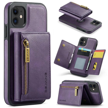 DG.MING M5 Series For iPhone 11 Wallet Case Zipper Pocket Card Slots Phone Cover