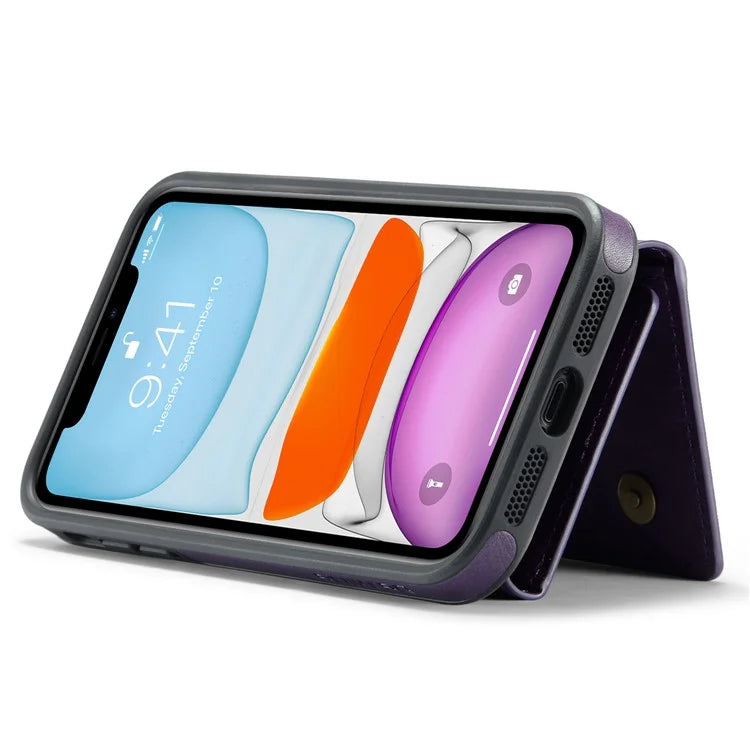 DG.MING M5 Series For iPhone 11 Wallet Case Zipper Pocket Card Slots Phone Cover
