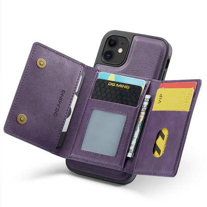 DG.MING M5 Series For iPhone 11 Wallet Case Zipper Pocket Card Slots Phone Cover