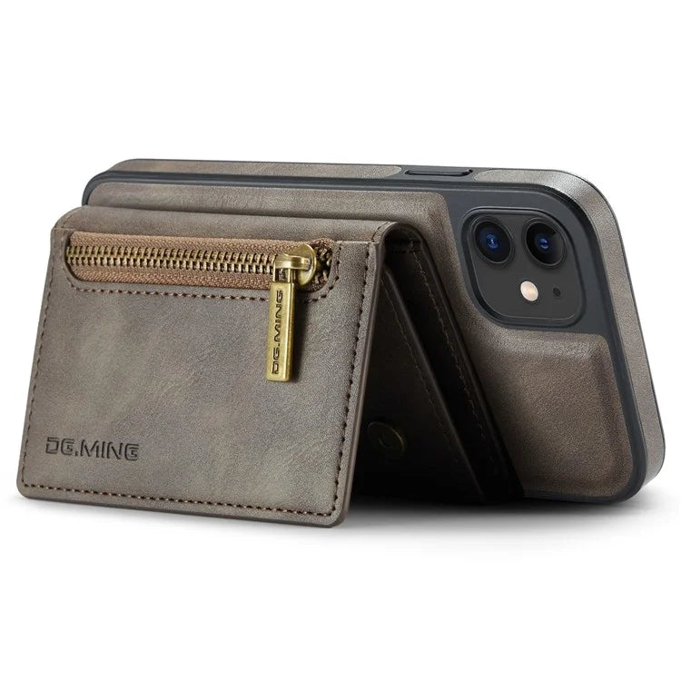 DG.MING M5 Series For iPhone 11 Wallet Case Zipper Pocket Card Slots Phone Cover