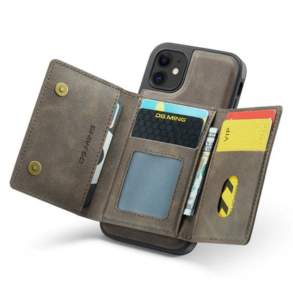 DG.MING M5 Series For iPhone 11 Wallet Case Zipper Pocket Card Slots Phone Cover