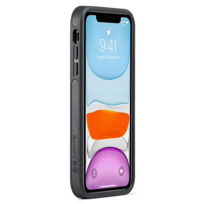 DG.MING For iPhone 11 Phone Case PU Leather Coated PC+TPU Hybrid Protective Cover