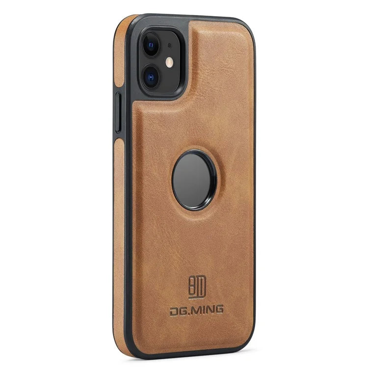 DG.MING For iPhone 11 Phone Case PU Leather Coated PC+TPU Hybrid Protective Cover