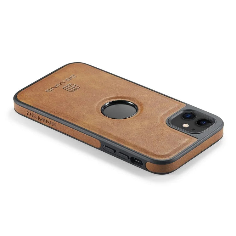 DG.MING For iPhone 11 Phone Case PU Leather Coated PC+TPU Hybrid Protective Cover