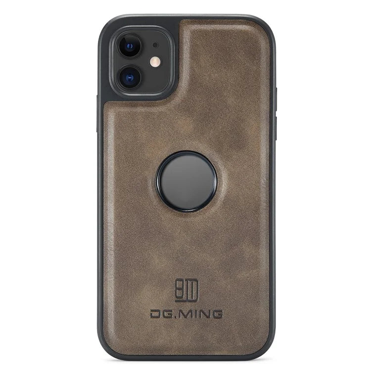 DG.MING For iPhone 11 Phone Case PU Leather Coated PC+TPU Hybrid Protective Cover