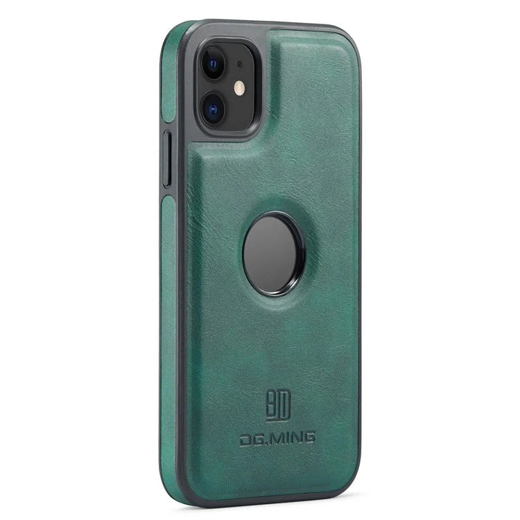 DG.MING For iPhone 11 Phone Case PU Leather Coated PC+TPU Hybrid Protective Cover