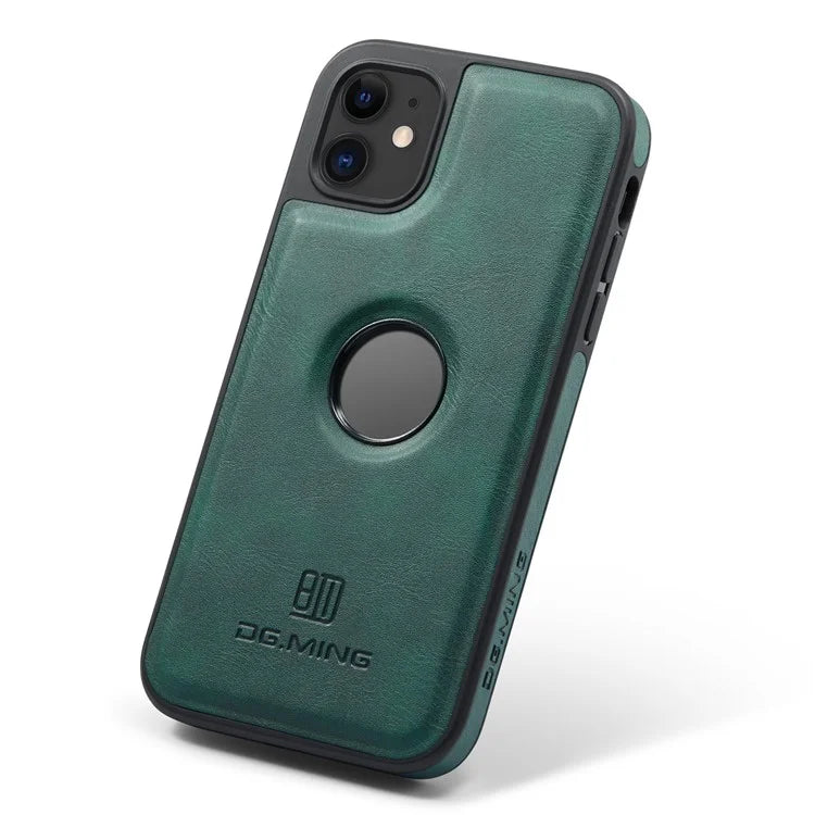 DG.MING For iPhone 11 Phone Case PU Leather Coated PC+TPU Hybrid Protective Cover