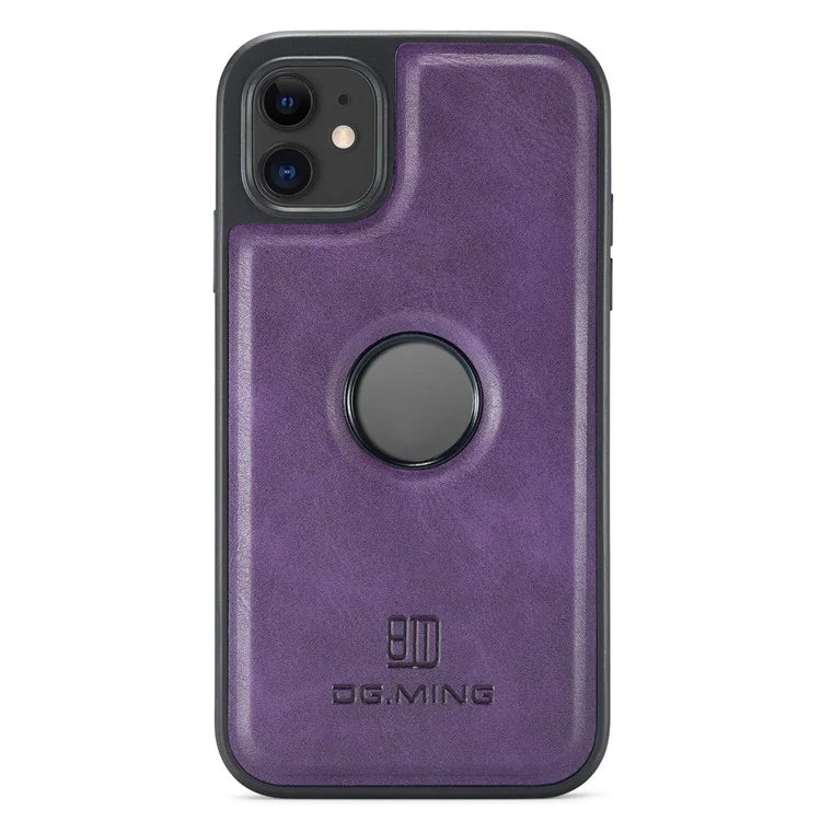 DG.MING For iPhone 11 Phone Case PU Leather Coated PC+TPU Hybrid Protective Cover
