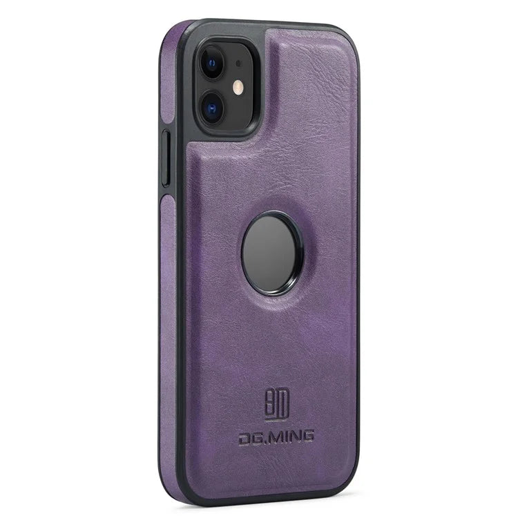 DG.MING For iPhone 11 Phone Case PU Leather Coated PC+TPU Hybrid Protective Cover
