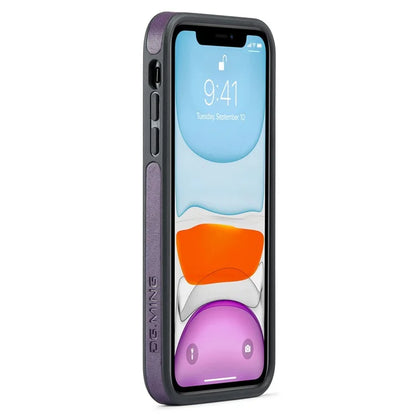 DG.MING For iPhone 11 Phone Case PU Leather Coated PC+TPU Hybrid Protective Cover