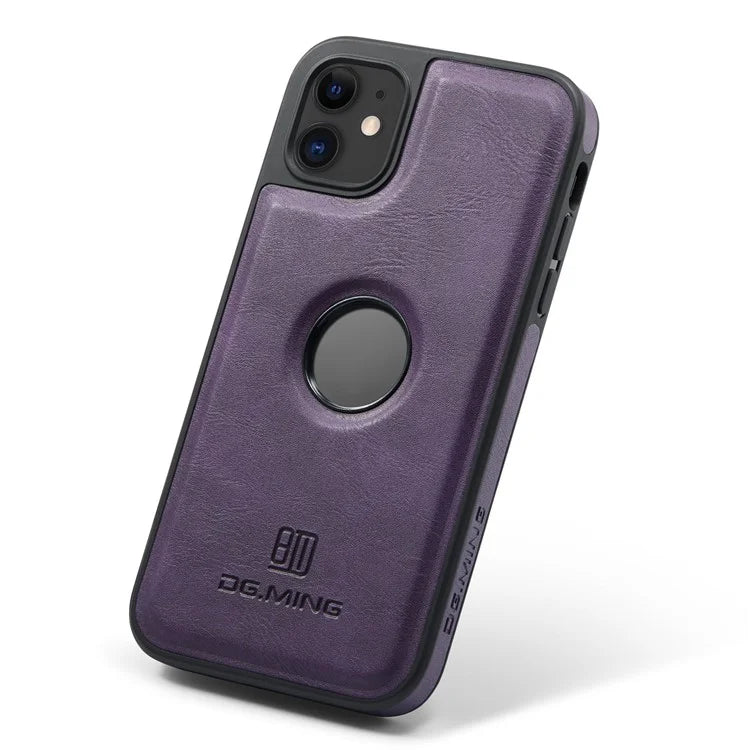 DG.MING For iPhone 11 Phone Case PU Leather Coated PC+TPU Hybrid Protective Cover