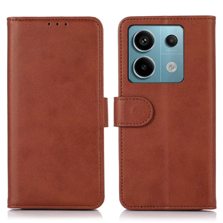 For Xiaomi Redmi Note 13 Pro 5G / Poco X6 5G Case Cowhide Texture Foldable Stand Leather Cover