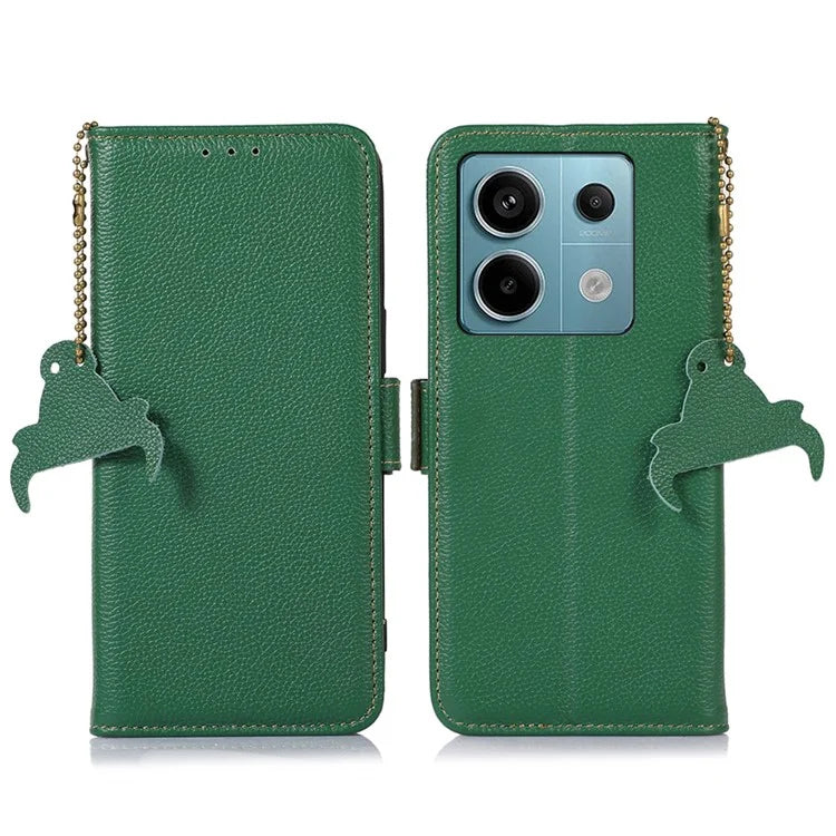 For Xiaomi Redmi Note 13 Pro 5G / Poco X6 5G Cell Phone Case RFID Blocking Wallet Genuine Cow Leather Cover