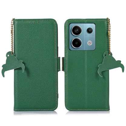 For Xiaomi Redmi Note 13 Pro 5G / Poco X6 5G Cell Phone Case RFID Blocking Wallet Genuine Cow Leather Cover