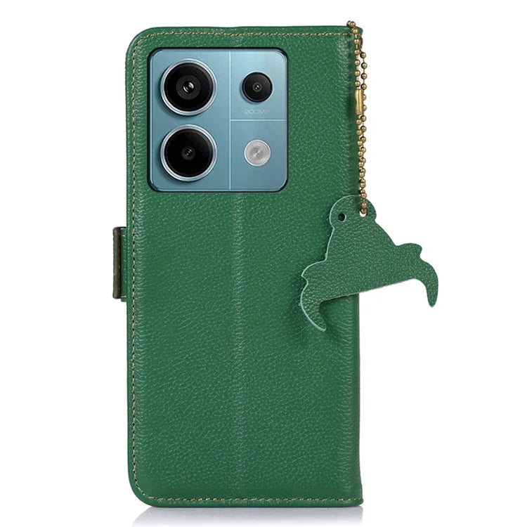 For Xiaomi Redmi Note 13 Pro 5G / Poco X6 5G Cell Phone Case RFID Blocking Wallet Genuine Cow Leather Cover